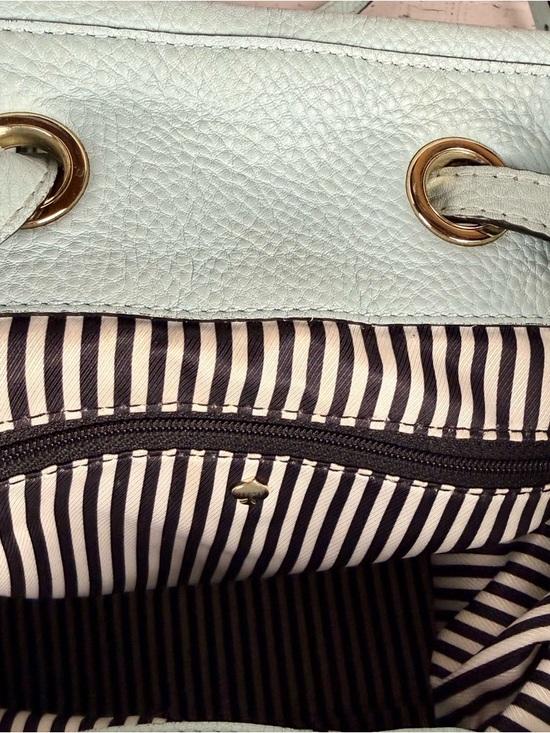 VTG Kate Spade Kristi Medium Flap Backpack Dewey Blue Pebble Grain Leather Bag